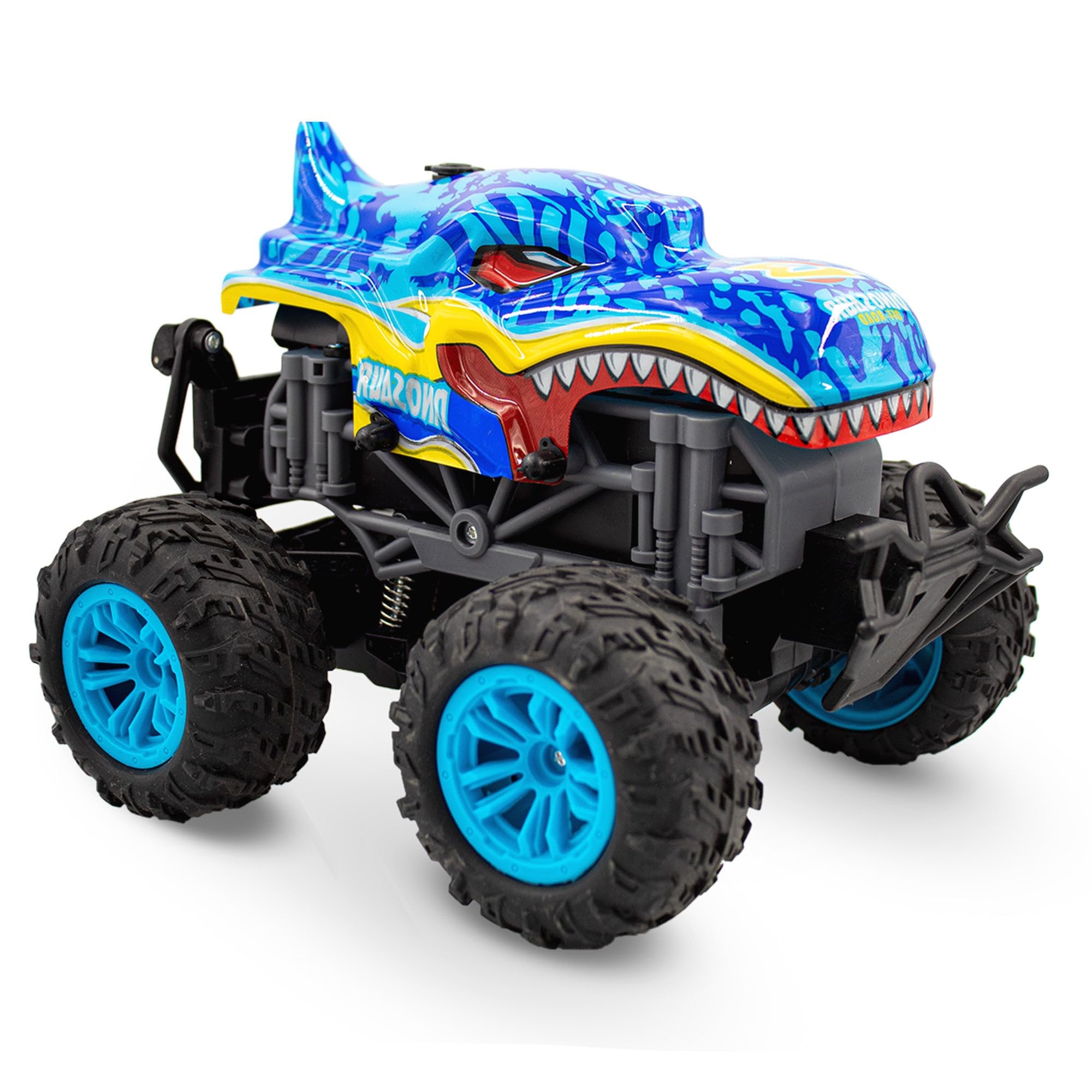 Remote Control Dinosaur Monster Truck Toy Set - 2 Pack Green & Teal RC Cars for Boys & Girls Ages 8-12 | Perfect for Birthday Gifts, Indoor & Outdoor Play, STEM Learning