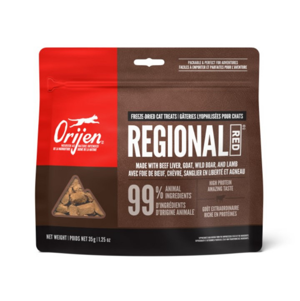 ORIJEN Freeze-Dried Regional Red Cat Treats - High-Protein, Grain-Free Cat Snacks for Training & Rewards - Perfect for Indoor & Outdoor Cats