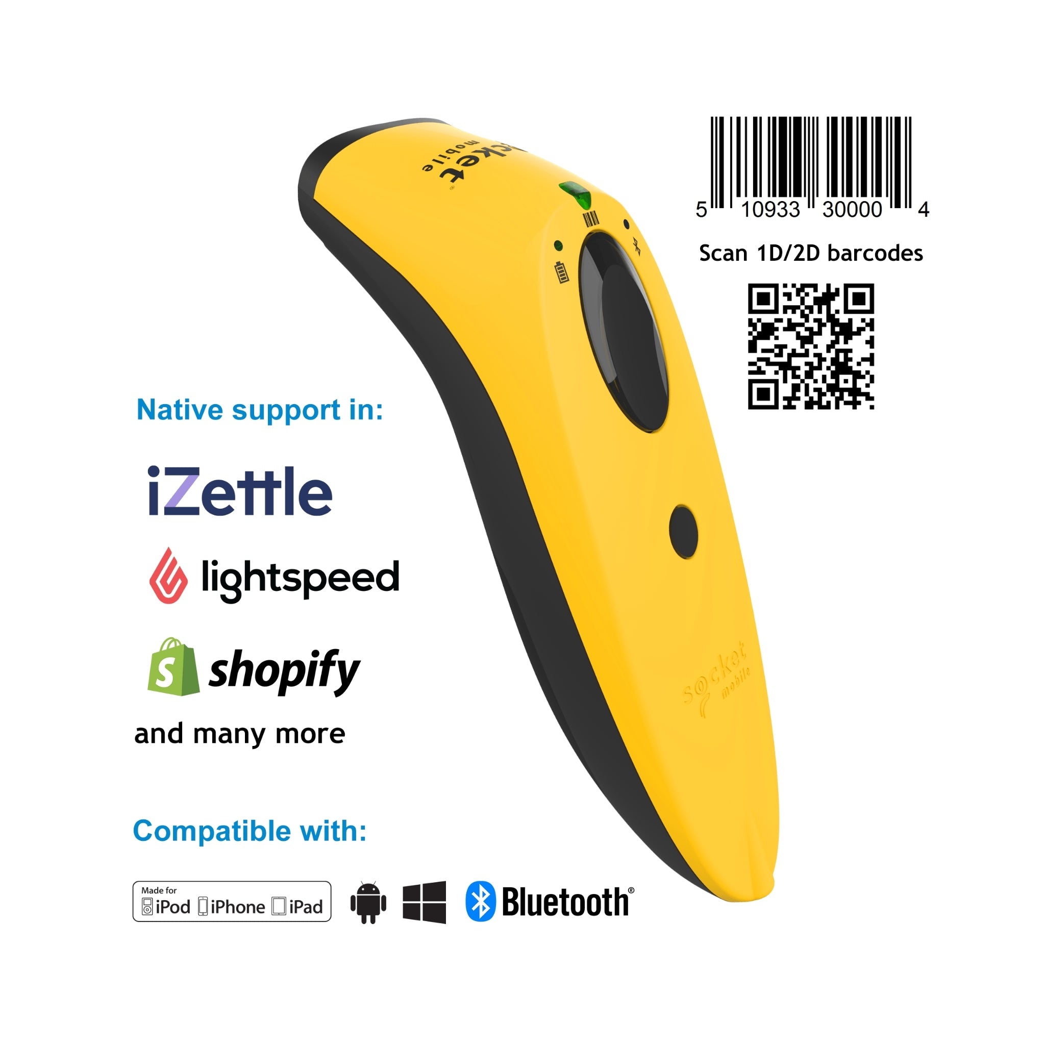 Socket Mobile SocketScan S740 - Wireless Handheld 1D/2D Barcode Scanner with Bluetooth - Perfect for Retail, Warehouse & Inventory Management