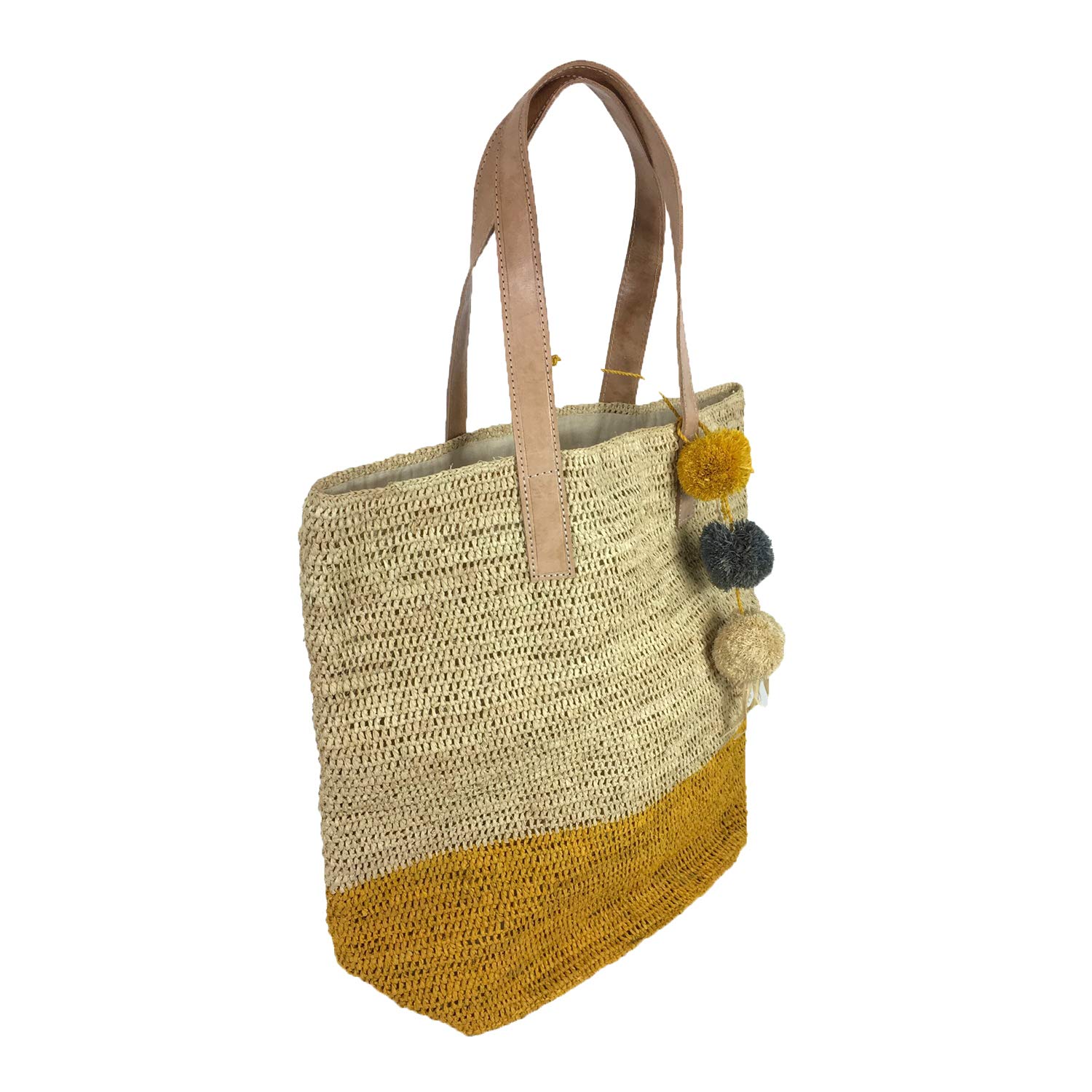 MAR Y SOL Montauk Crocheted Raffia Colorblock Tote Bag - Stylish Beach Bag for Women, Summer Vacation, Poolside & Boho Fashion Accessory