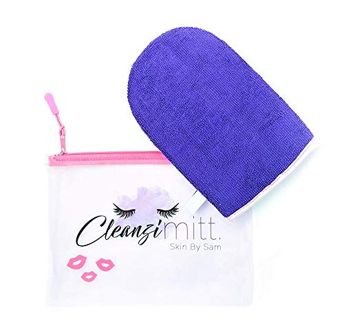 Skin By Sam Reusable Dual Microfiber Makeup Remover Mitt - Eco-Friendly Makeup Eraser Towel for Gentle Cleansing - Fast Makeup Removal with Travel Pouch - Perfect for Travel, Gym & Daily Skincare Routine