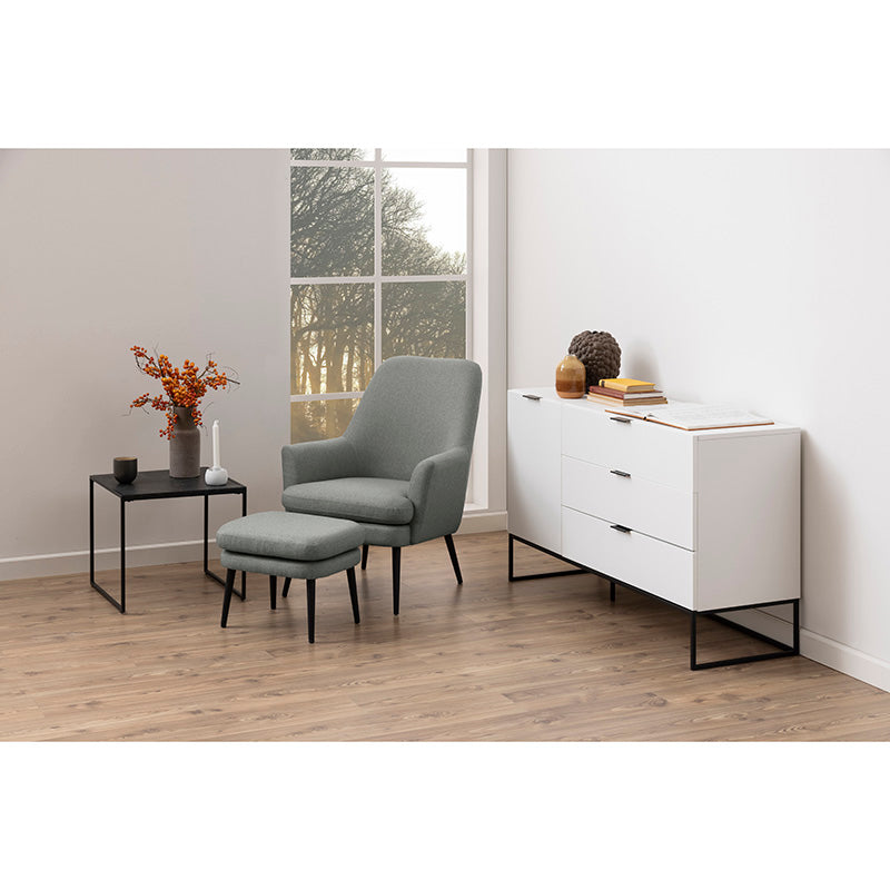 Modern KENDRA Lounge Chair with Ottoman - Grey Fabric Accent Chair for Living Room, Bedroom & Reading Nook - Comfortable Relaxation & Home Decor