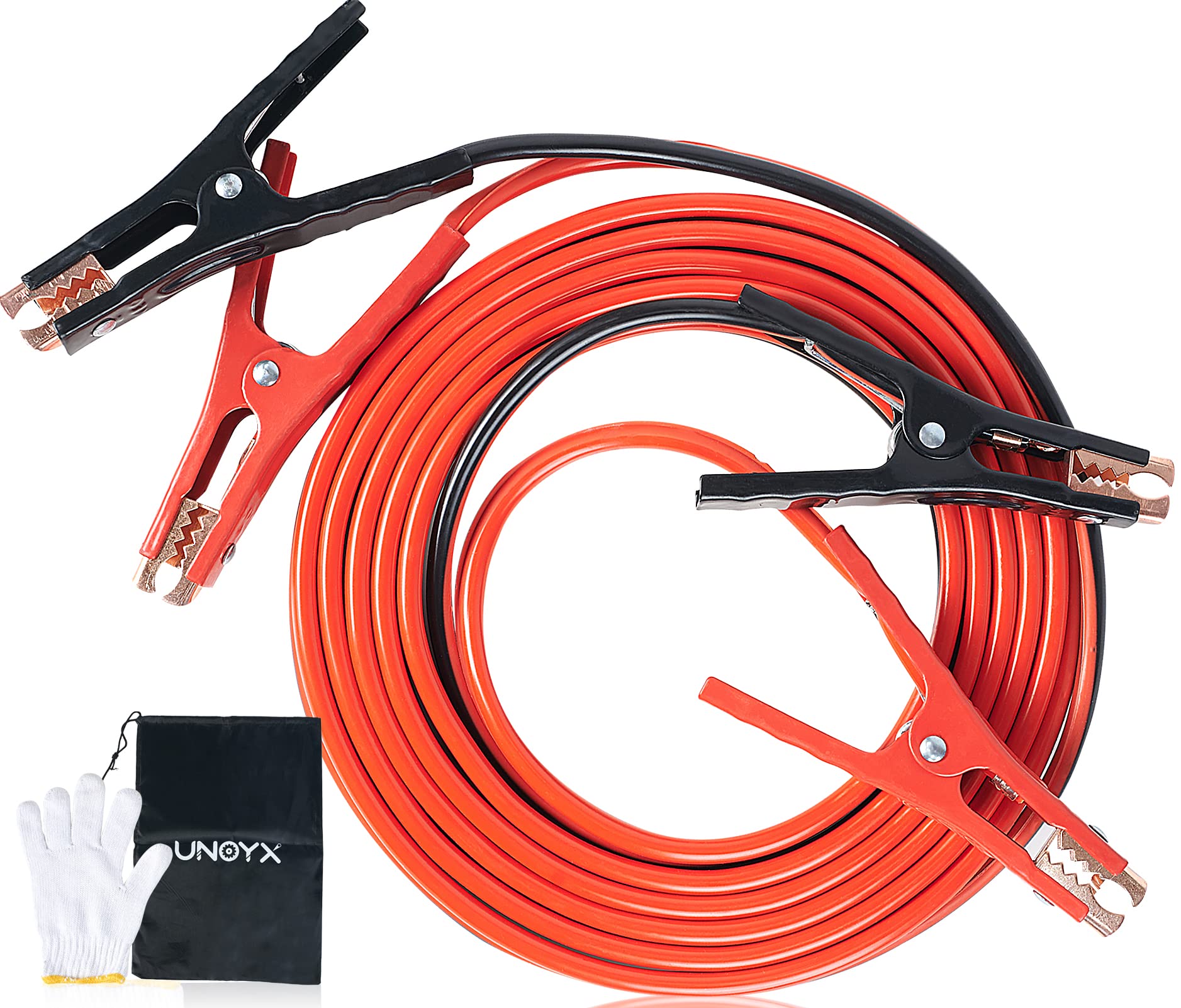UNOYX Heavy Duty 6 Gauge x 16Ft Jumper Cables - 500AMP Booster Cables with Copper Clamps for Cars, Trucks, SUVs & Motorcycles | Emergency Car Battery Jump Starter Kit for Roadside Assistance & Winter Driving
