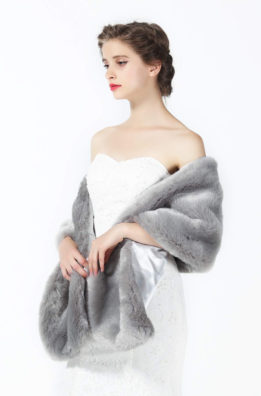 Luxury Faux Fur Shawl Wrap for Women - Elegant Wedding Bridal Stole, Winter Cover Up & Bridesmaid Cape - Perfect for Weddings, Parties, and Cold Weather Fashion