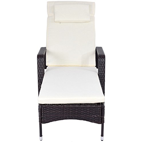 Premium Outdoor Chaise Lounge Chair with Thick Cushion - 6 Adjustable Ergonomic Backrest Positions, 2 Wheels & Rattan Design - Perfect for Patio, Garden, Backyard, Poolside & Beach Relaxation - Durable All-Weather Furniture for Outdoor Decor