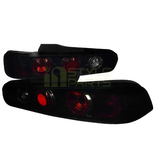 SPEC-D TUNING Euro Style Tail Lights - Glossy Black Housing with Smoke Lens - Compatible with 1994-2001 Acura Integra 2-Door Coupe - Enhanced Night Visibility & Sporty Look for Street Racing & Car Shows