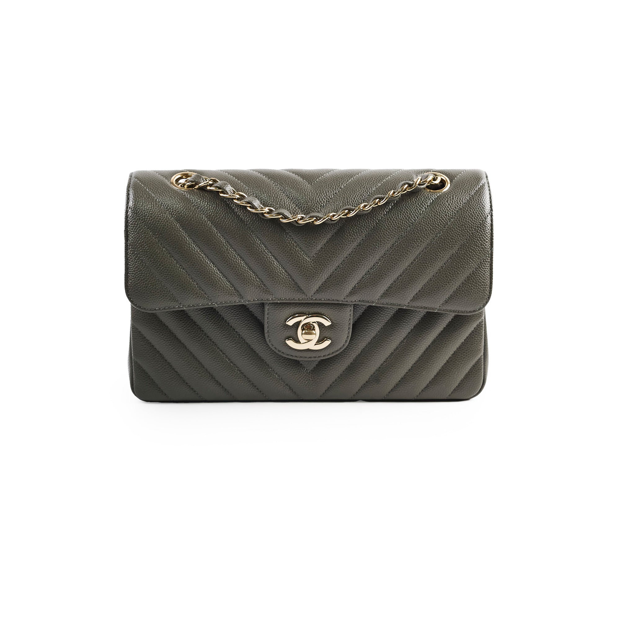 Chanel 20B Caviar Chevron Small Classic Flap Bag Grey - Timeless Luxury Handbag for Women | Perfect for Evening Events, Date Nights & Special Occasions