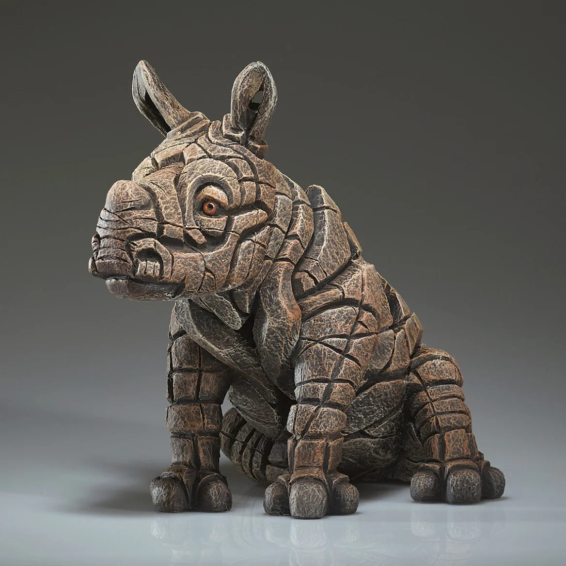 Edge Sculpture Rhinoceros Calf - Handcrafted Metal Rhino Statue for Home & Office Decor | Perfect for Bookshelf, Desk, or Gift