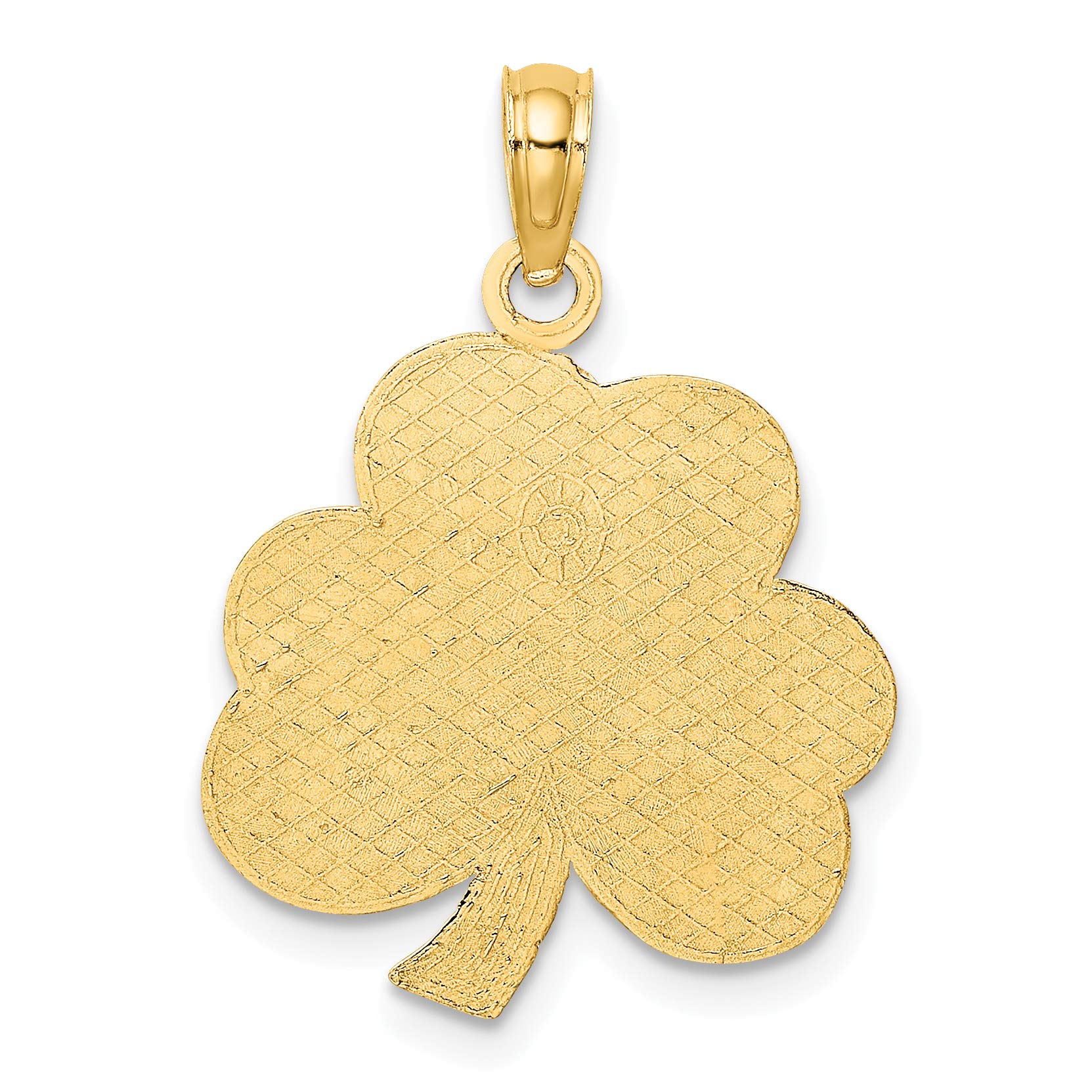 14k Yellow Gold Polished Solid Satin Clover Charm Pendant - 23mm for St. Patrick's Day Jewelry Gift, Perfect for Necklace Bracelet & Irish Heritage Celebration