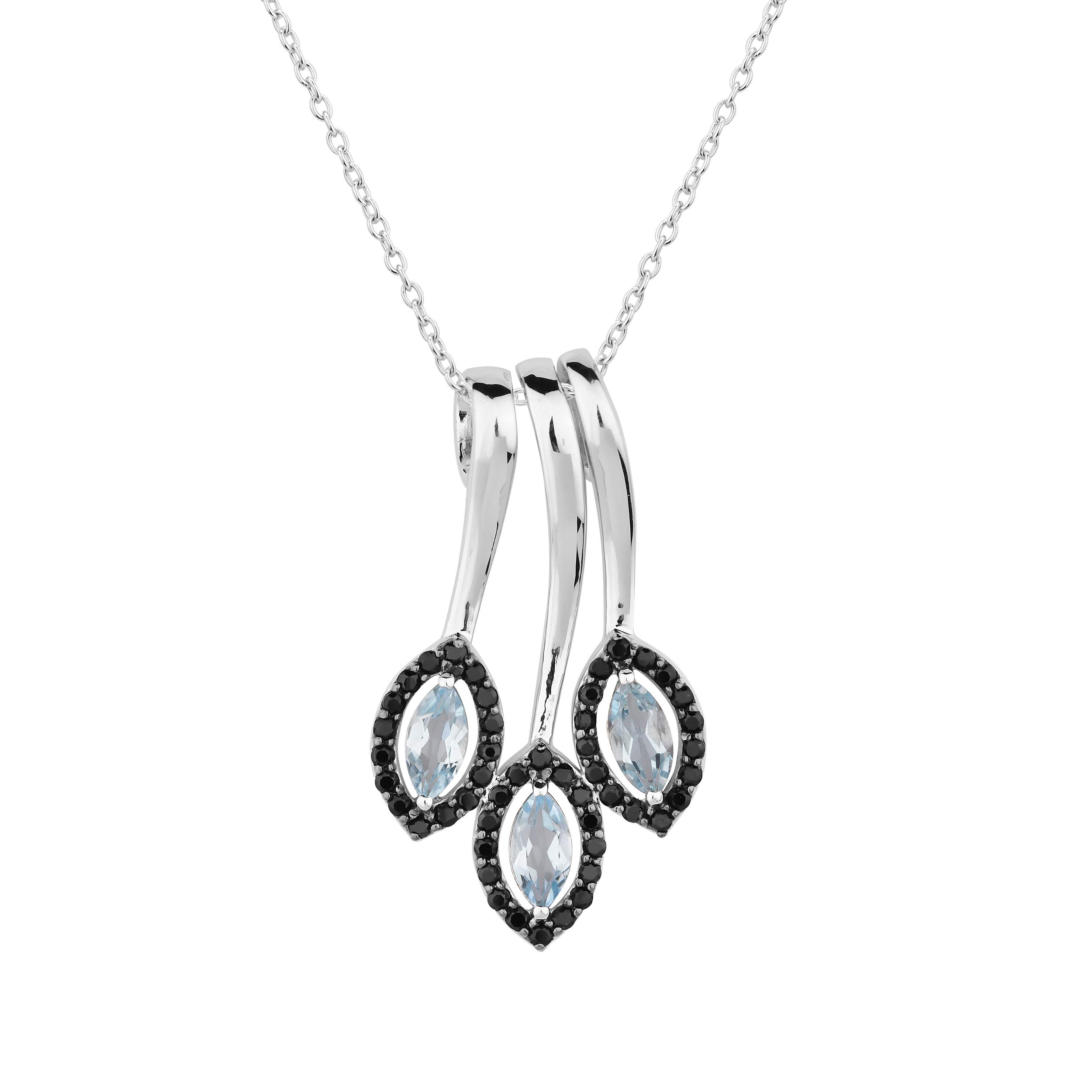 925 Sterling Silver Amethyst & Topaz Birthstone Pendant Necklace for Women | Elegant Black Spinel Statement Jewelry with Chain | Perfect Gift for Birthday, Anniversary & Special Occasions