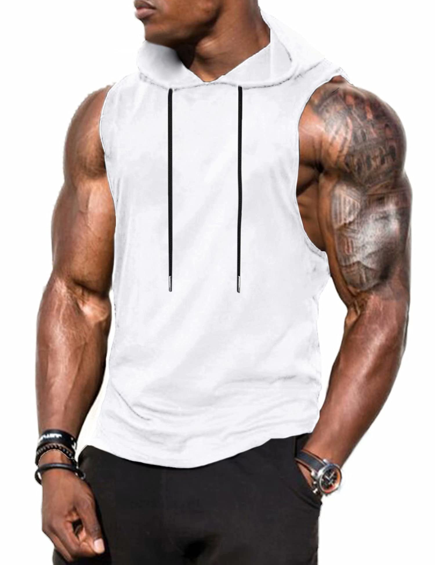 Babioboa Men's Workout Hooded Tank Top - Sleeveless Gym Hoodie for Bodybuilding & Training - Breathable Muscle Shirt for Gym, Running & Outdoor Sports