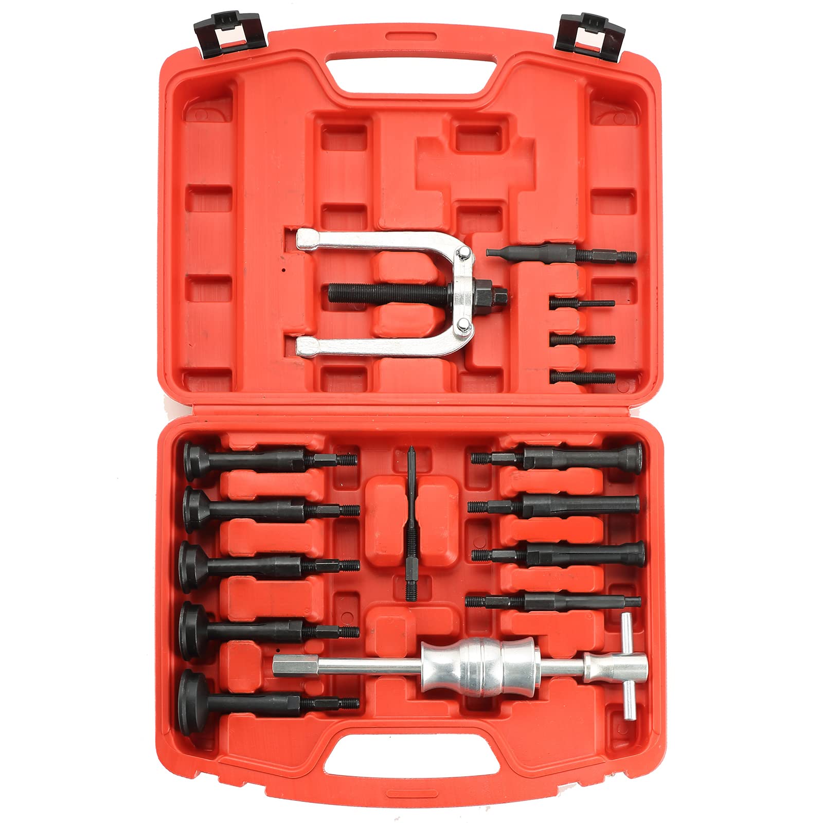 JHLP Bearing and Seal Puller Kit - 16 Piece Slide Hammer Extractor Set - Essential Tool for Blind Hole Bushing & Inner Bearing Removal - Perfect for Automotive, Industrial, and DIY Repairs
