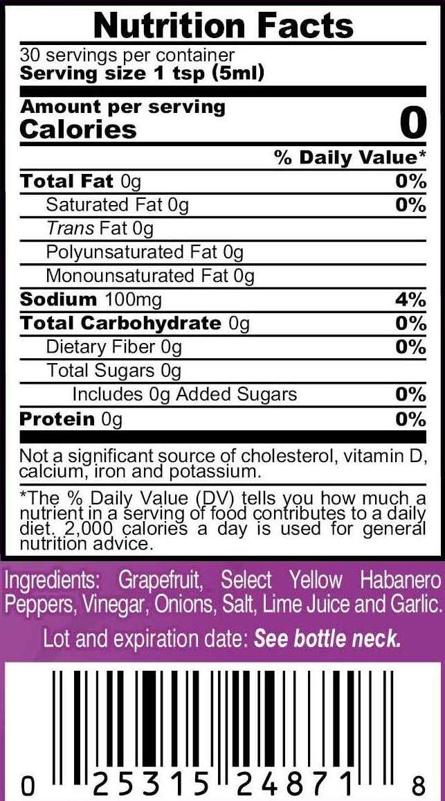 Marie Sharp's Grapefruit Hot Habanero Pepper Sauce - 5oz Bottle | Spicy Caribbean Style Hot Sauce for Tacos, Wings & Seafood | Gluten-Free & Vegan Friendly
