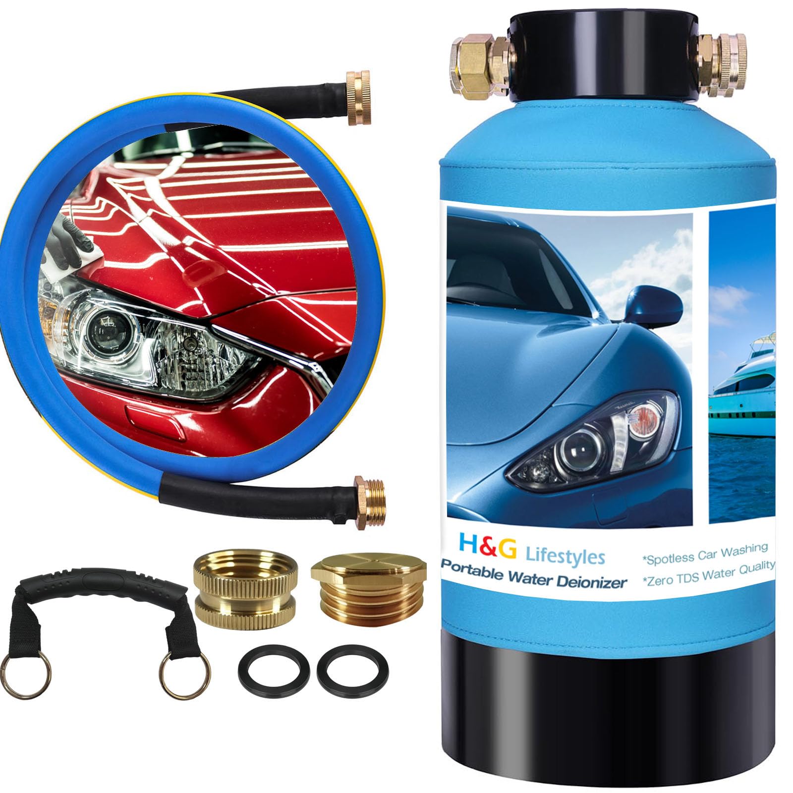 Portable Water Deionizer System for Car Washing - Spot-Free Deionized Water for Vehicles, Motorcycles, Boats & Solar Panels | Perfect for Home, RV & Outdoor Cleaning