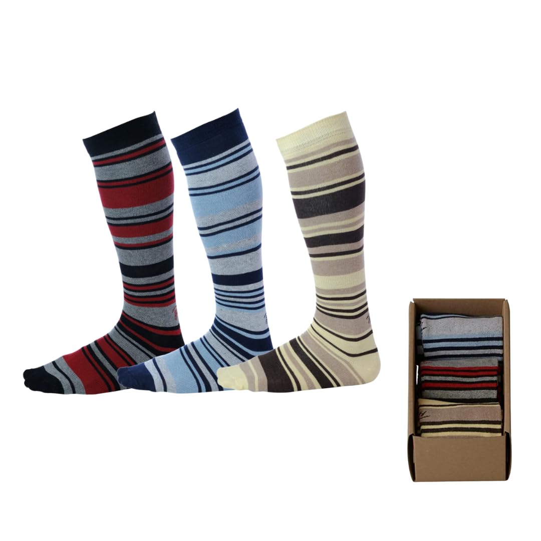 Premium Cotton Dress Socks for Men - Pierre Henry Over the Calf Comfort Socks (3-Pack) | Multi-Fashion Style | Size 7-11 & 12-16 | Perfect for Business, Formal Wear & Office Outfits
