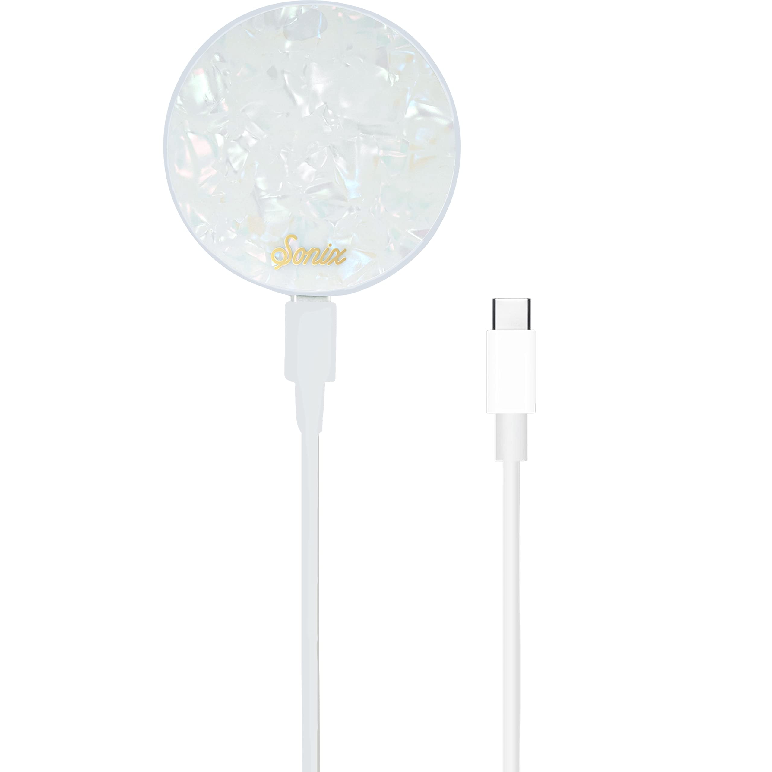 Sonix MagSafe Wireless Charger for iPhone 15 14 13 12 Series - Fast Qi Charging with 6.5ft USB-C Cable | Pearl Tortoise Shell Design | Perfect for Home, Office & Travel Charging