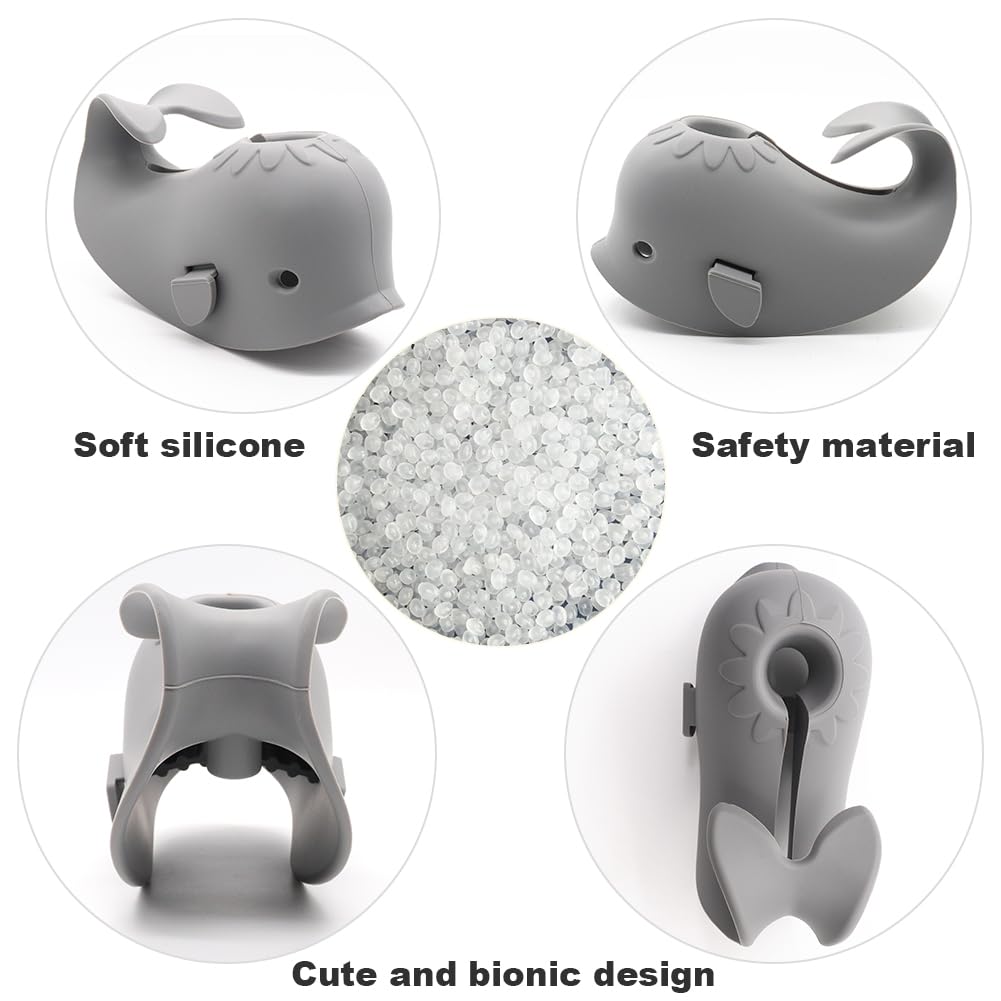Whale-Shaped Silicone Baby Bathtub Faucet Cover - Soft Safety Spout Protector for Toddlers & Infants - Non-Slip Bath Toy & Childproofing Essential - Perfect Baby Shower Gift for New Parents (Ideal for Bath Time Safety & Fun)