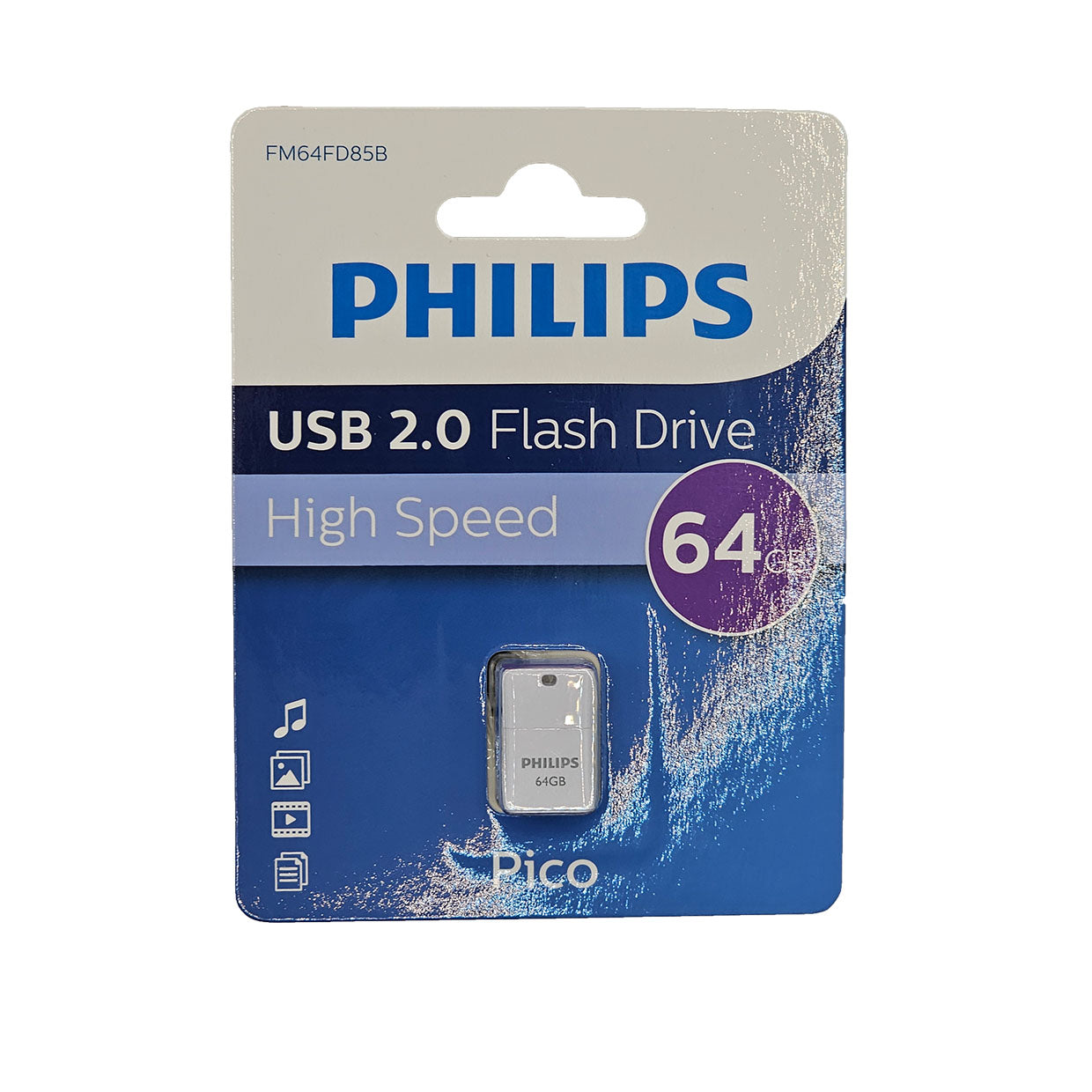 Philips 64GB USB Flash Drive - High-Speed Pico USB Stick for Data Storage, File Transfer - Perfect for Work, School, and Travel