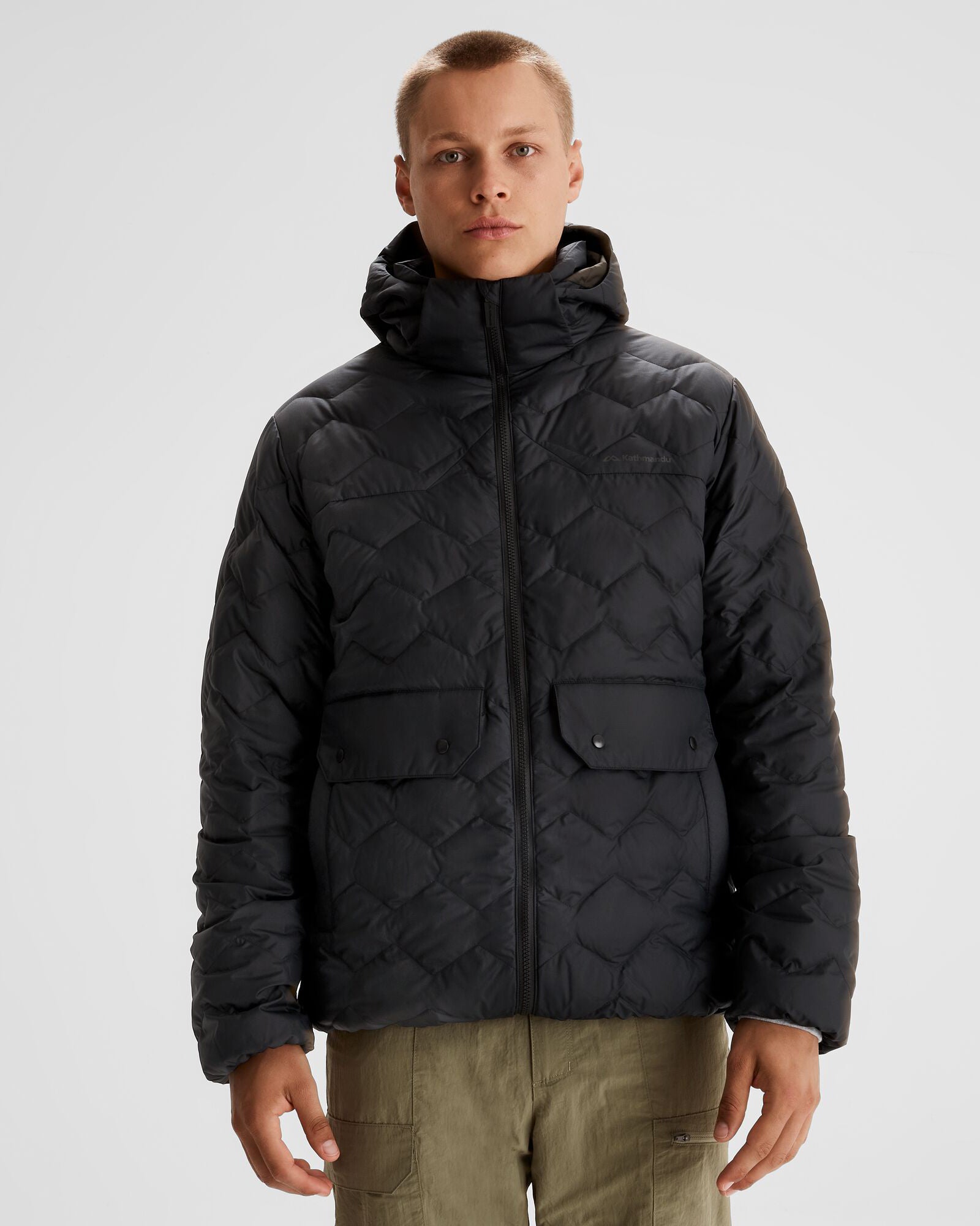 Men's Any Time Down Hooded Parka Jacket - Waterproof Winter Coat with Fur Trim Hood, Lightweight Warm Puffer Coat for Outdoor Activities (Black Stingray) - Perfect for Hiking, Skiing & Cold Weather Adventures