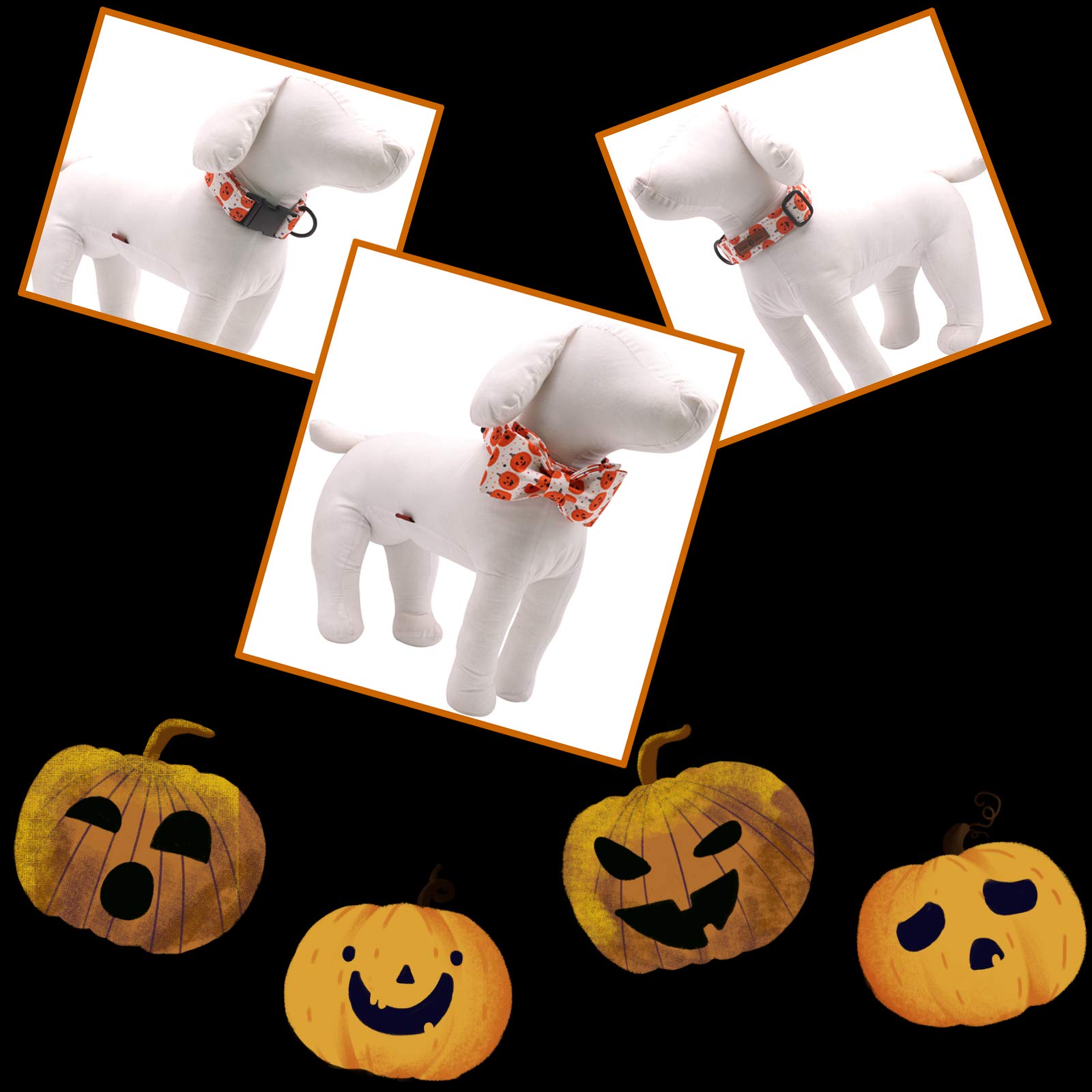 Lionet Soft Comfortable Halloween Bowtie Dog Collar with Metal Buckle - Adjustable 16-26in for X-Large Dogs - Perfect for Costume Parties, Pet Photos & Holiday Gifts