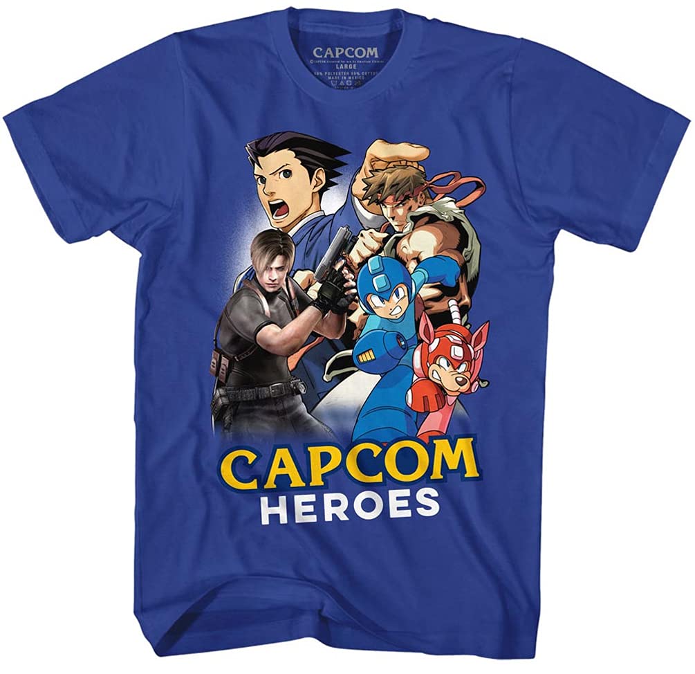 Capcom Tall T-Shirt: Cartoon Mashup Royal Tee for Men | Official Licensed Graphic Tee | Perfect for Gaming, Cosplay & Casual Wear