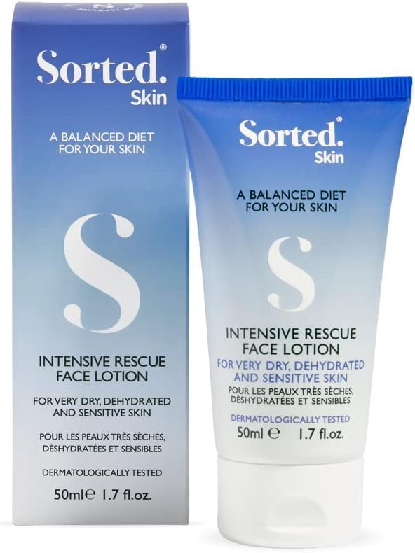 Sorted Skin Intensive Rescue Face Lotion for Dry, Itchy & Sensitive Skin - Non-Greasy Hypoallergenic Moisturizer - 50ml Hydrating Facial Cream for All Skin Types - Perfect for Daily Skincare Routine & Nighttime Use