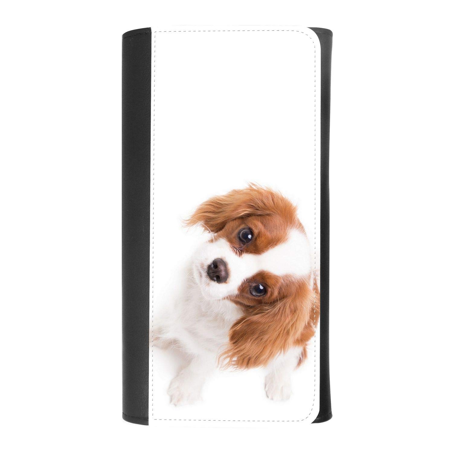 Cavalier King Charles Spaniel Dog Themed Women's Patterned Leather Trifold Wallet with Buckle, Card Holder & Smartphone Insurance - Perfect for Everyday Use, Travel & Gift Giving