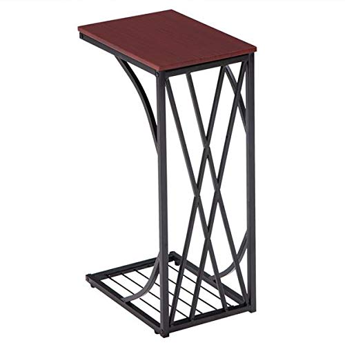 DAVEBELLA Brown C-Shaped Sofa Table - 30.5