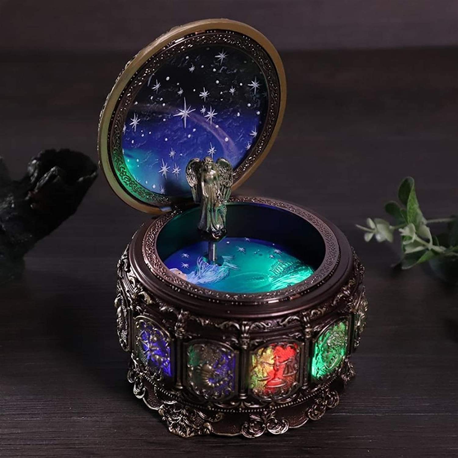 12 Constellations Rotating Music Box with LED Lights - Perfect Christmas & Birthday Gift for Goddess Baby, Home Decor, and Romantic Ambiance