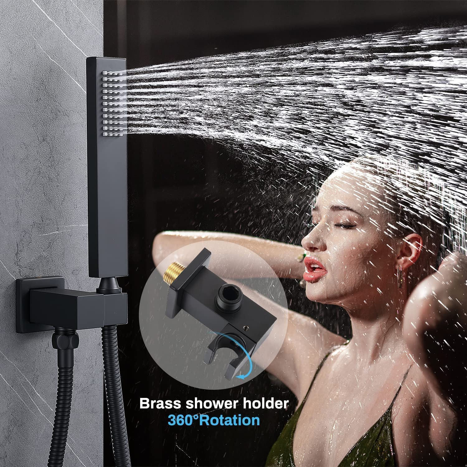 Premium Matte Black Rain Shower System - 12