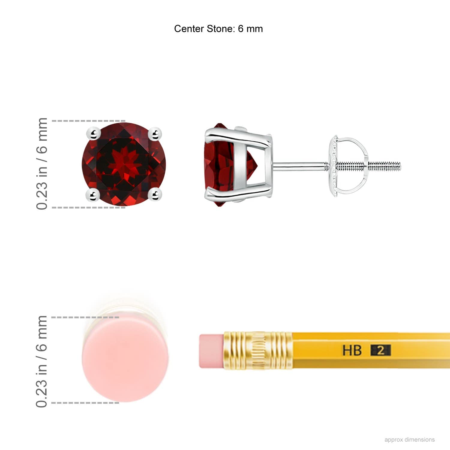 Natural Round Garnet Stud Earrings in Sterling Silver, 14K Solid Gold & Platinum | January Birthstone Jewelry for Women | Perfect Birthday, Engagement, Anniversary & Wedding Gift | Elegant Everyday Wear & Special Occasion Jewelry