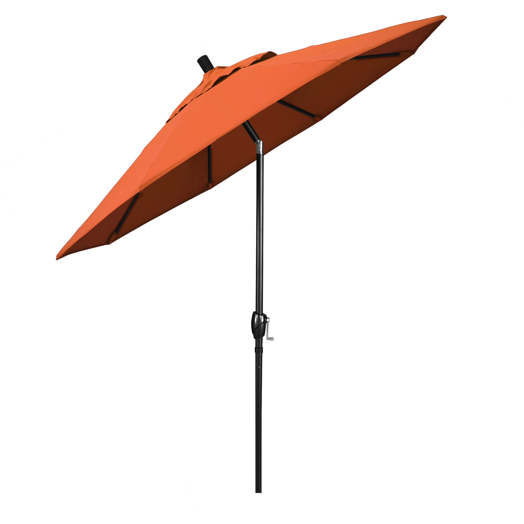 9' California Umbrella Pacific Trail Series Aluminum Patio Umbrella with Crank Lift & Push Button Tilt - Black Frame & Sunbrella Tangerine Fabric - Perfect for Poolside, Backyard, Deck, and Outdoor Dining Areas