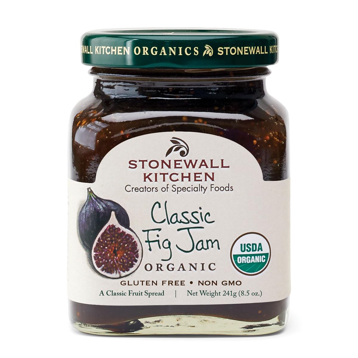 Organic Classic Fig Jam by Stonewall Kitchen - 8.5oz Jar | Sweet & Fruity Spread for Toast, Cheese Boards & Baking | Gluten-Free Preserves for Breakfast & Gifts
