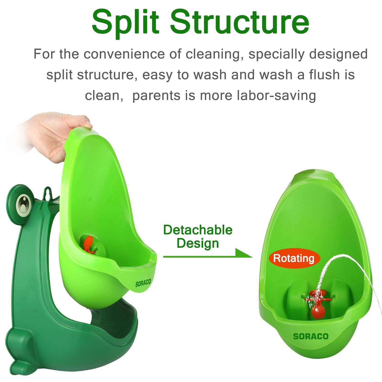 Fun Frog Potty Training Urinal for Toddler Boys - Green Bathroom Trainer with Funny Aiming Target - Perfect for Potty Training Toddlers at Home & Daycare