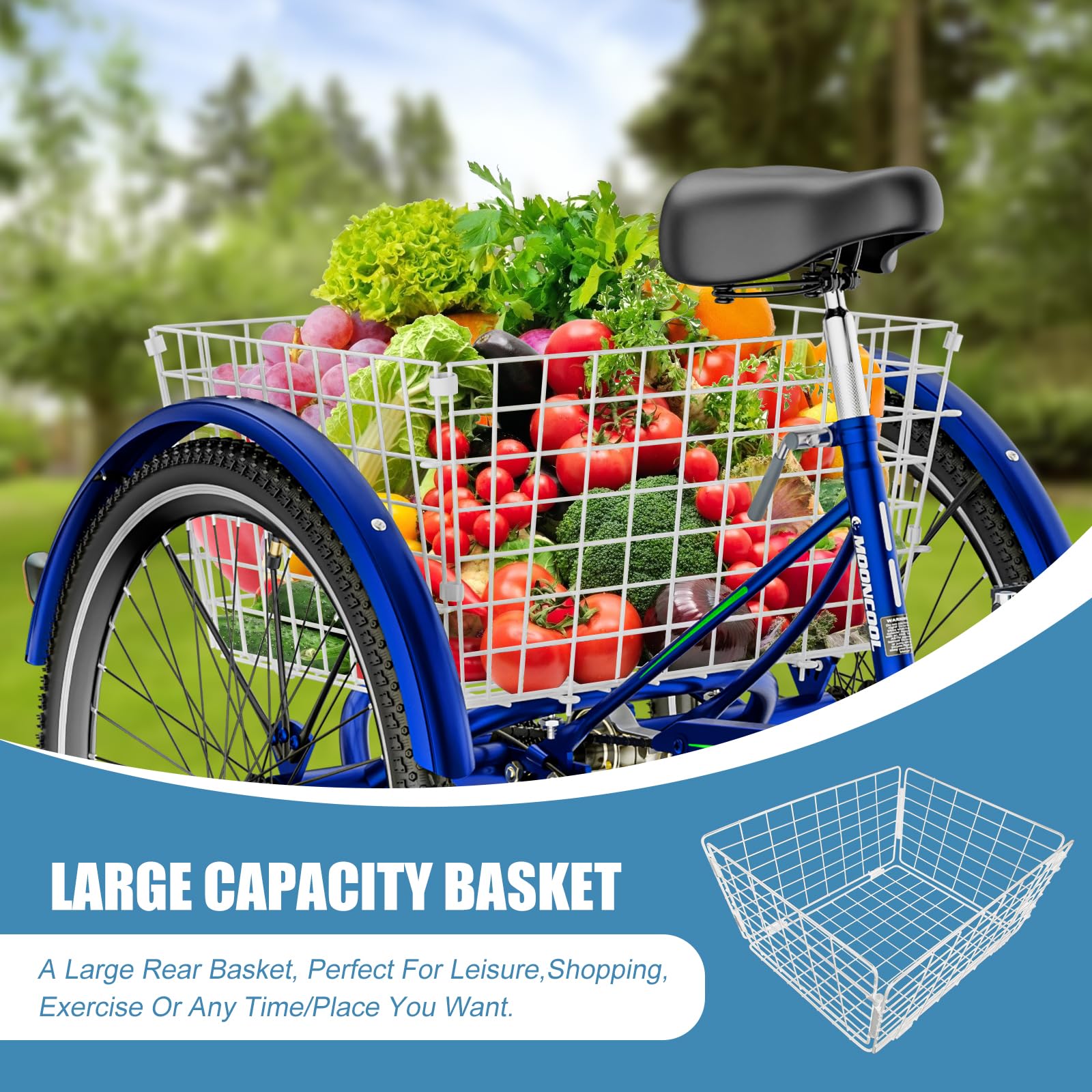 **DoCred Adult Tricycles - 7 Speed 3 Wheel Bikes for Seniors, Women & Men - 20/24/26 Inch Cruise Trike with Shopping Basket - Perfect for Grocery Shopping, Leisure Rides & Outdoor Exercise**