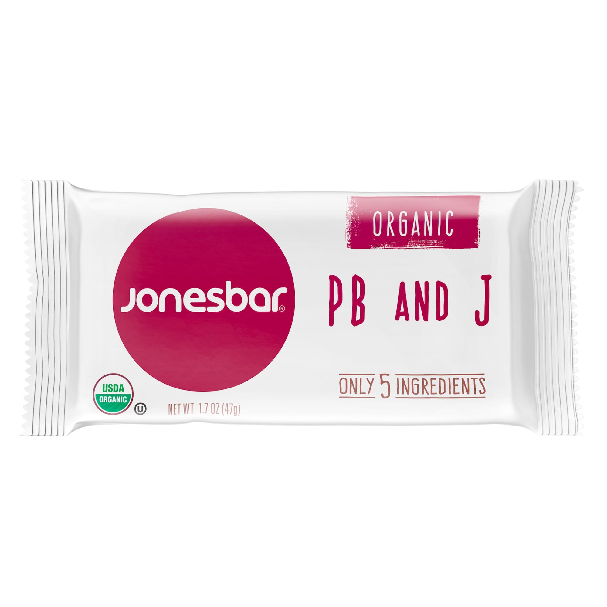 USDA Organic Fruit & Nut Bar - Peanut Butter & Jelly Flavor | Non-GMO, Kosher, Vegan, Gluten Free Healthy Snack | Perfect for Hiking, Office & On-the-Go Energy Boost (1 Bar Pack)