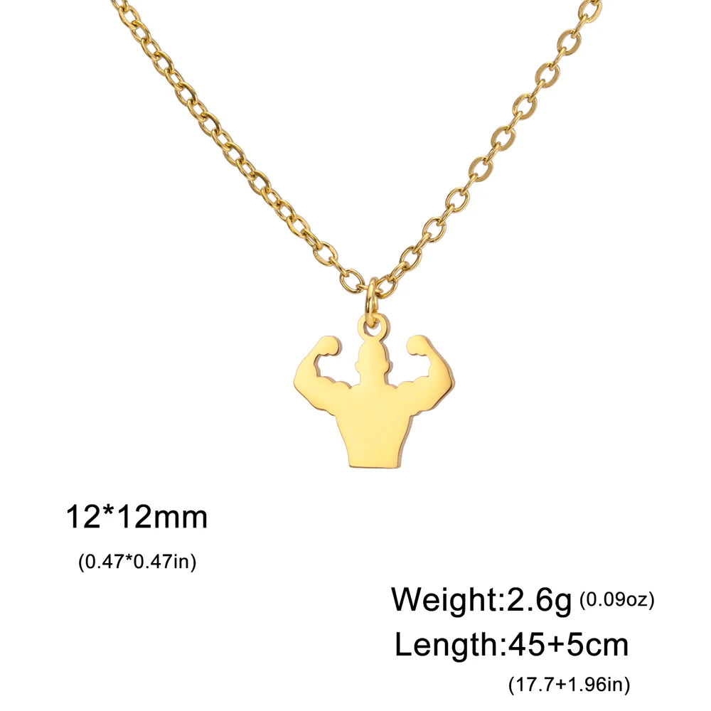 Stainless Steel Dumbbell Necklace for Men - Weightlifting & Gym Jewelry Gift for Bodybuilders & Fitness Enthusiasts | Perfect for Workouts, Sports & Casual Wear