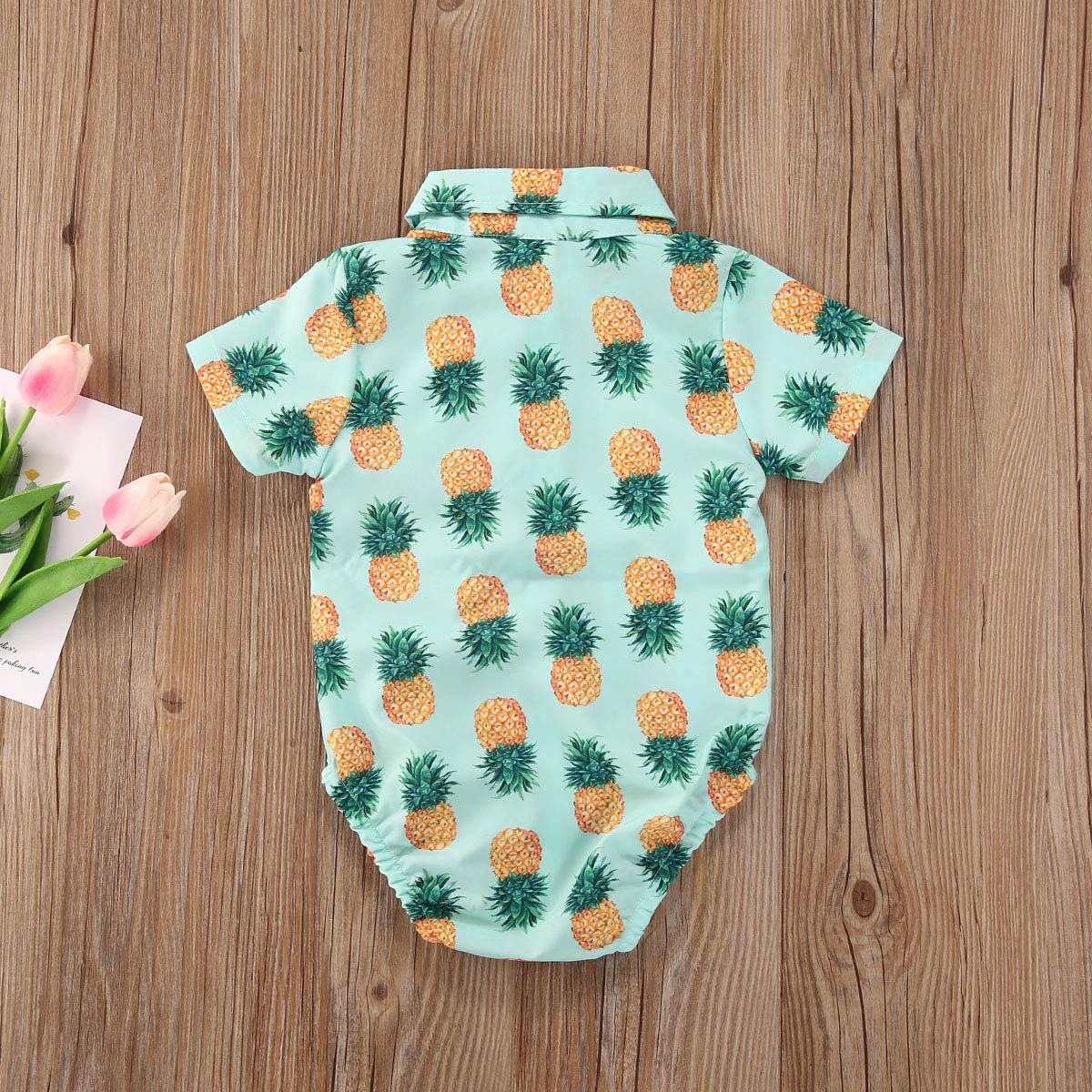 12-18 Months Baby Boy Floral Print Short Sleeve Romper Bodysuit - Gentlemen Style One-Piece Outfit for Newborn Infant (Yellow) | Perfect for Summer Outings, Photo Shoots & Special Occasions