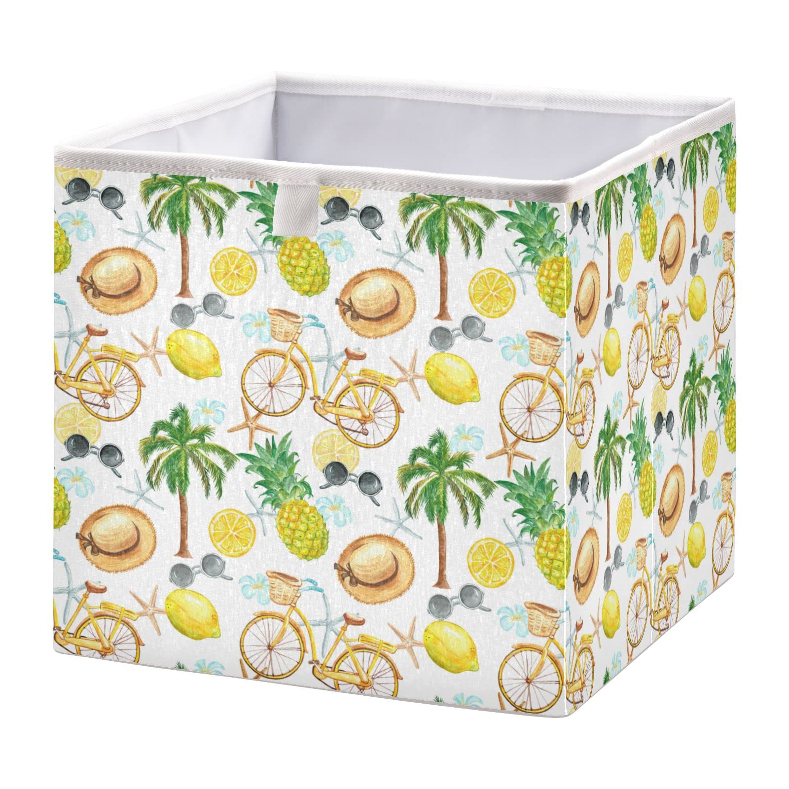 DOMIKING Foldable Fabric Storage Bins with Sturdy Handle - 11 Inch Linen Closet Organizers for Bedroom, Shelves & Home Organization | Perfect for Clothes, Toys & Accessories Storage