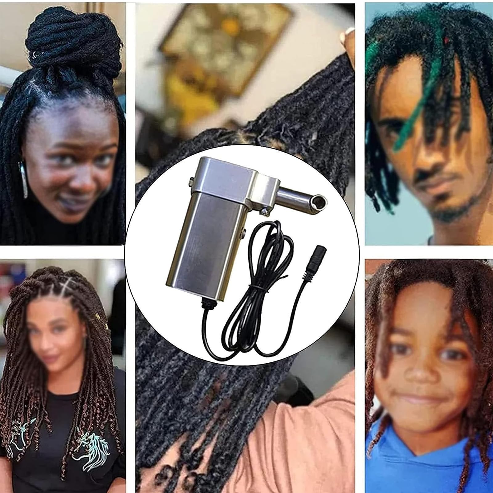 Electric Instant Portable Hair Braiding Machine for DIY Hair Extensions & Dreadlocks - 6mm Safe & Easy Loc Maker Tool for Home Salon & Professional Styling (Perfect for Natural Hair, Box Braids & Protective Styles)