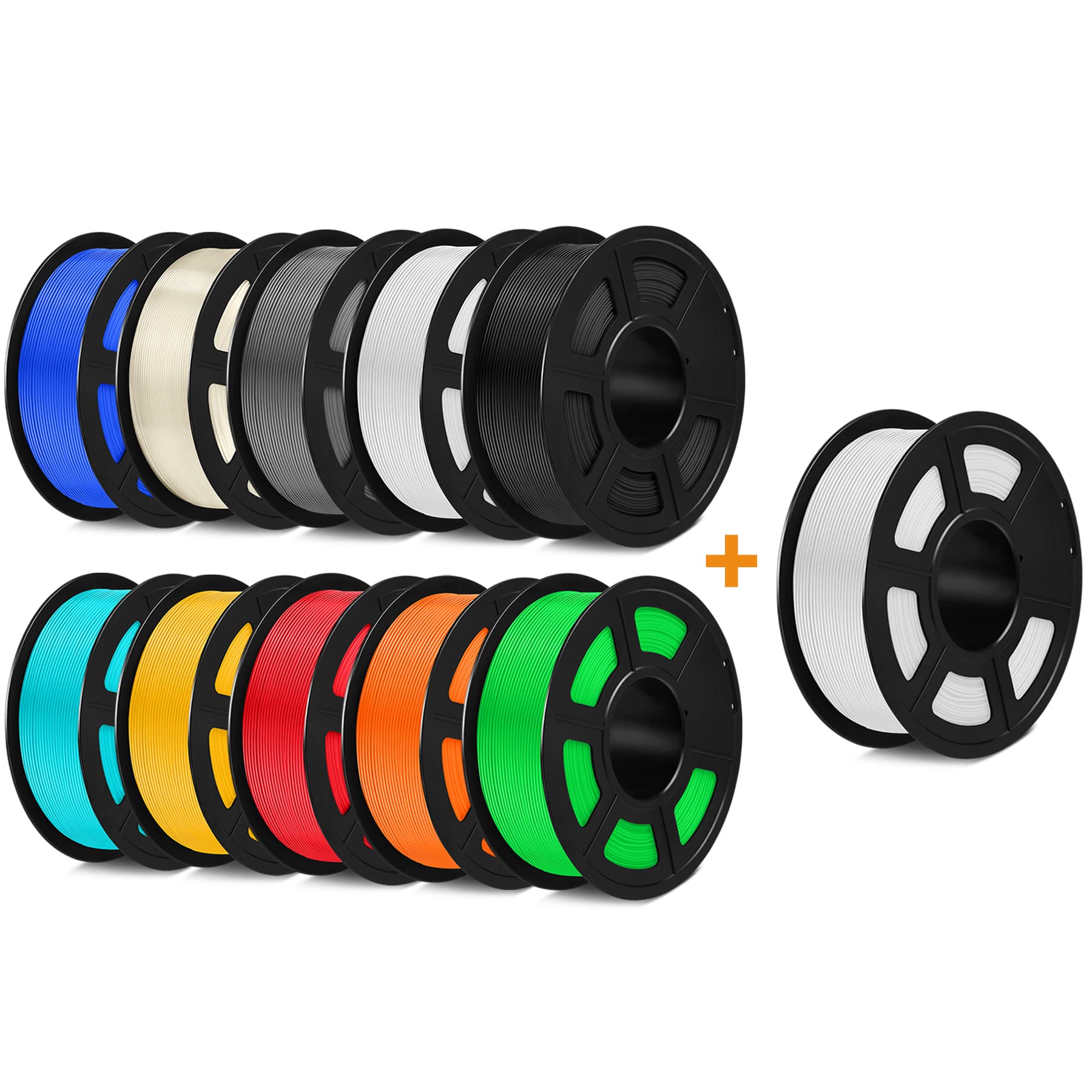 SUNLU PLA Filament 1.75mm 10KG (22LBS) - High Precision 3D Printer Filament with +/- 0.02mm Tolerance - Includes 10 Colors PLA Plus - Perfect for 3D Printing, DIY Projects & Creative Designs