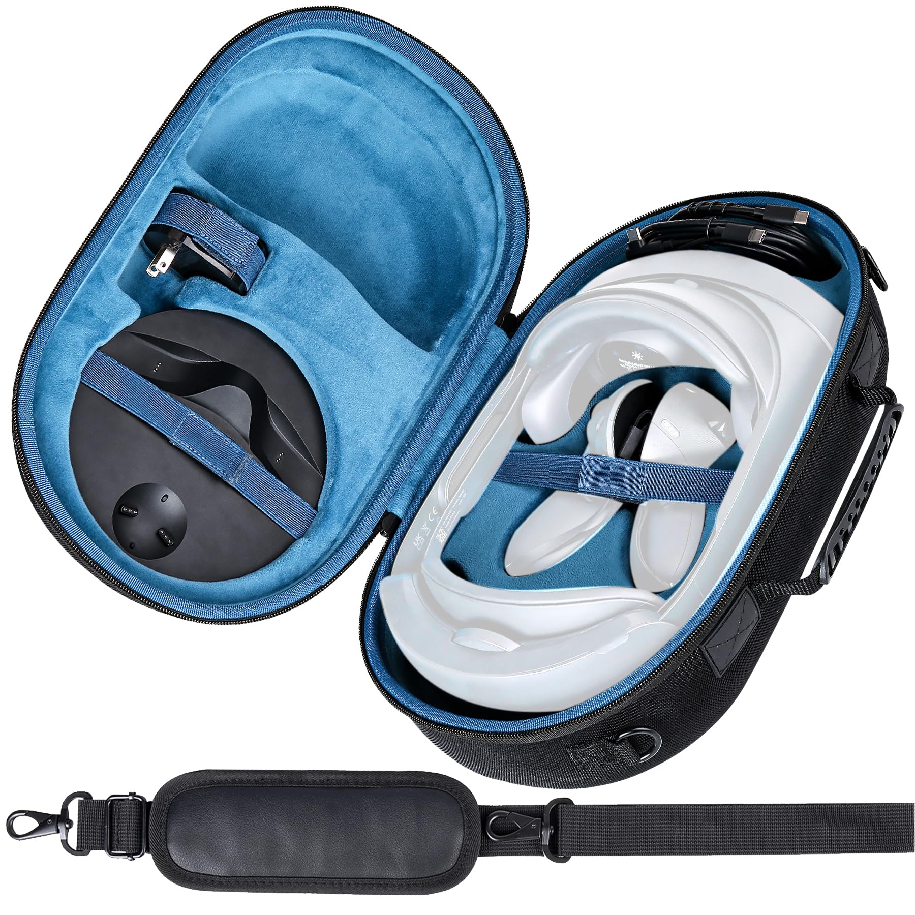 Aenllosi Portable Carrying Case for Meta Quest Pro & Meta Quest 3 VR Headset (Black & Blue) - Protective Storage Bag for Travel, Gaming, and VR Accessories Organization