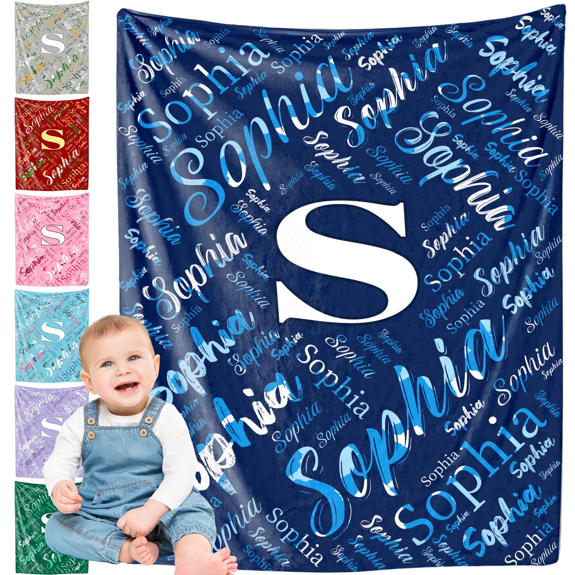 Custom Baby Blanket with Name - Personalized Throw Blankets for Girls, Boys & Newborns | Soft Baby Gift for Birthday, Christmas & Nursery | Perfect for Cuddling, Swaddling & Photo Props