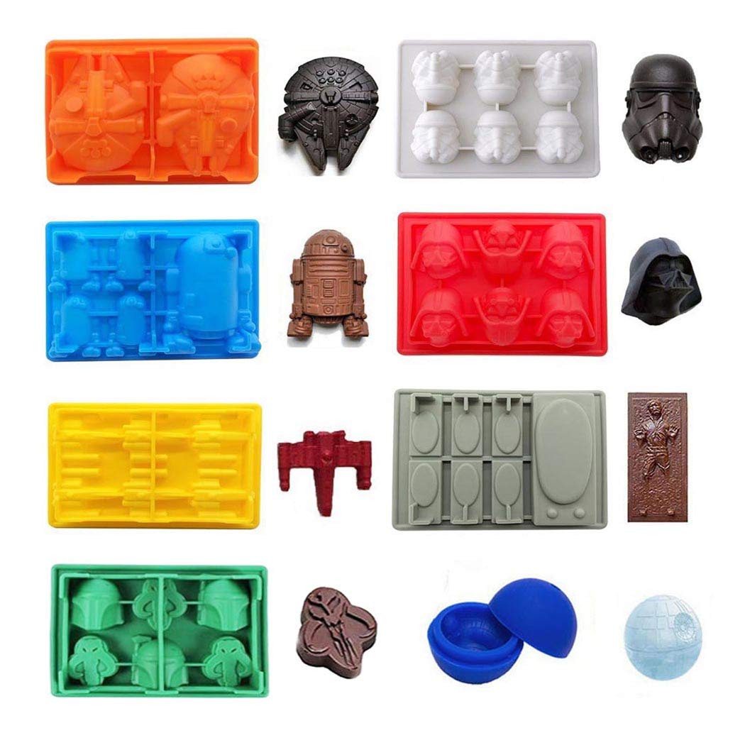Star Wars Silicone Mold Set of 8 - Flexible Baking Molds for Cake, Chocolate, Candy, Soap & Jello - Perfect for Star Wars Themed Birthday Parties, DIY Desserts & Gift Making (8pcs)