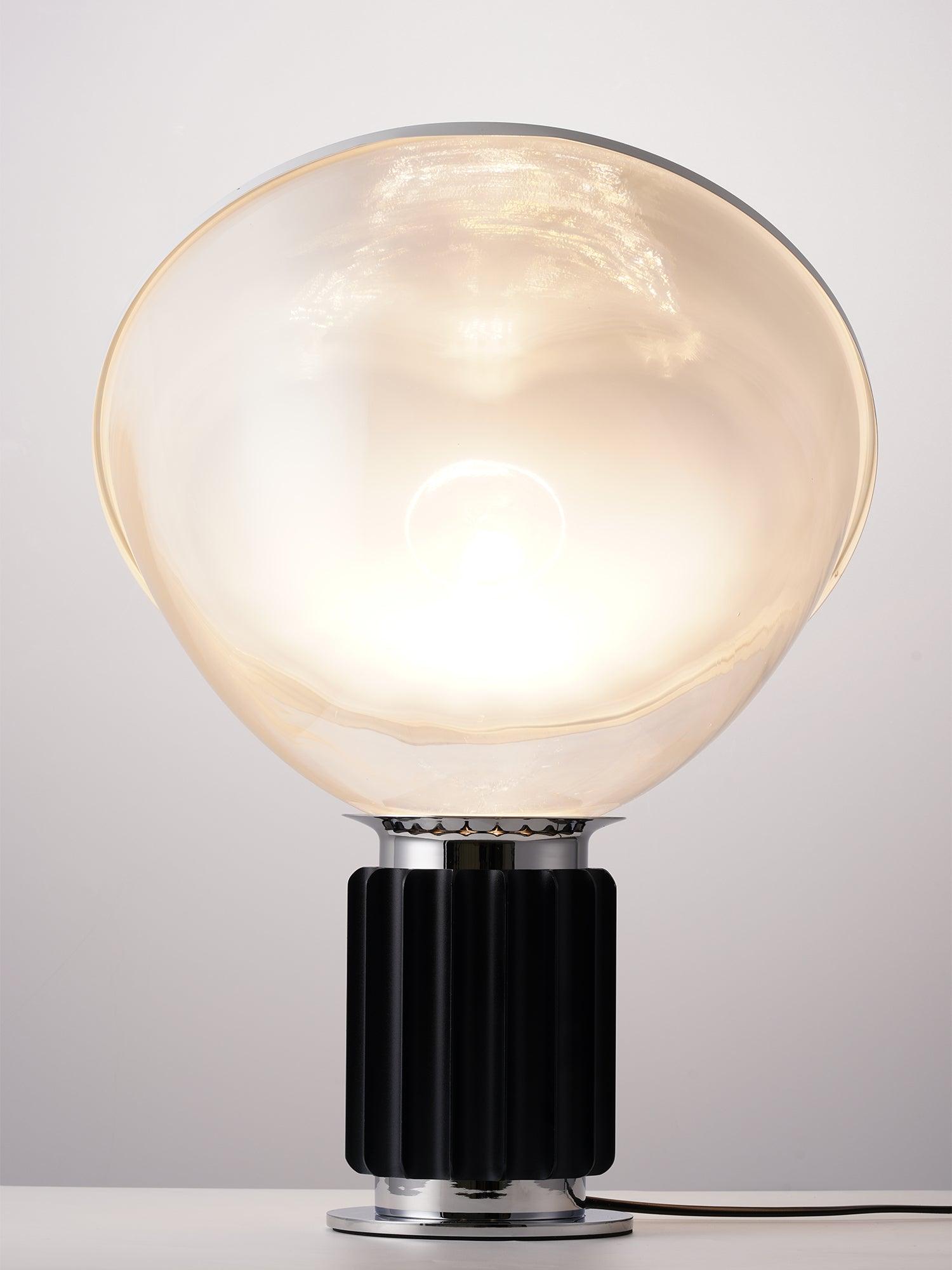 Modern Radar Glass Table Lamp - Sleek LED Nightstand Light for Bedroom, Living Room & Office - Adjustable Brightness & Warm White Light