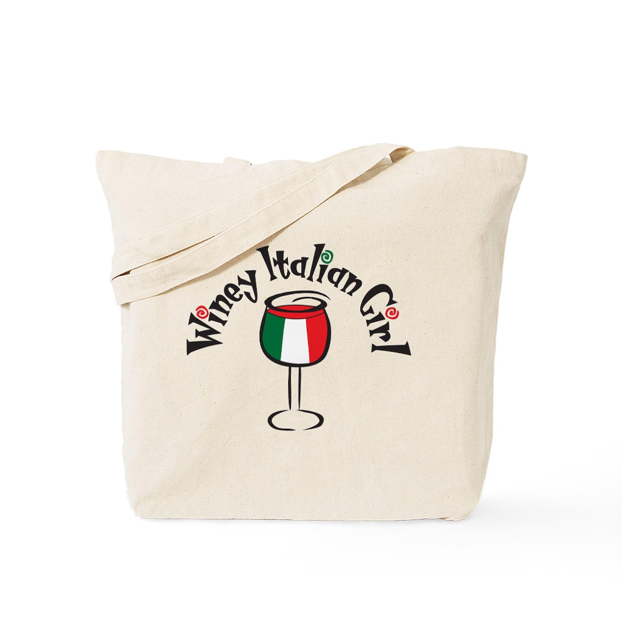 Winey Italian Girl Tote Bag - Natural Canvas Reusable Shopping Bag for Women | Perfect for Groceries, Beach Trips & Daily Errands