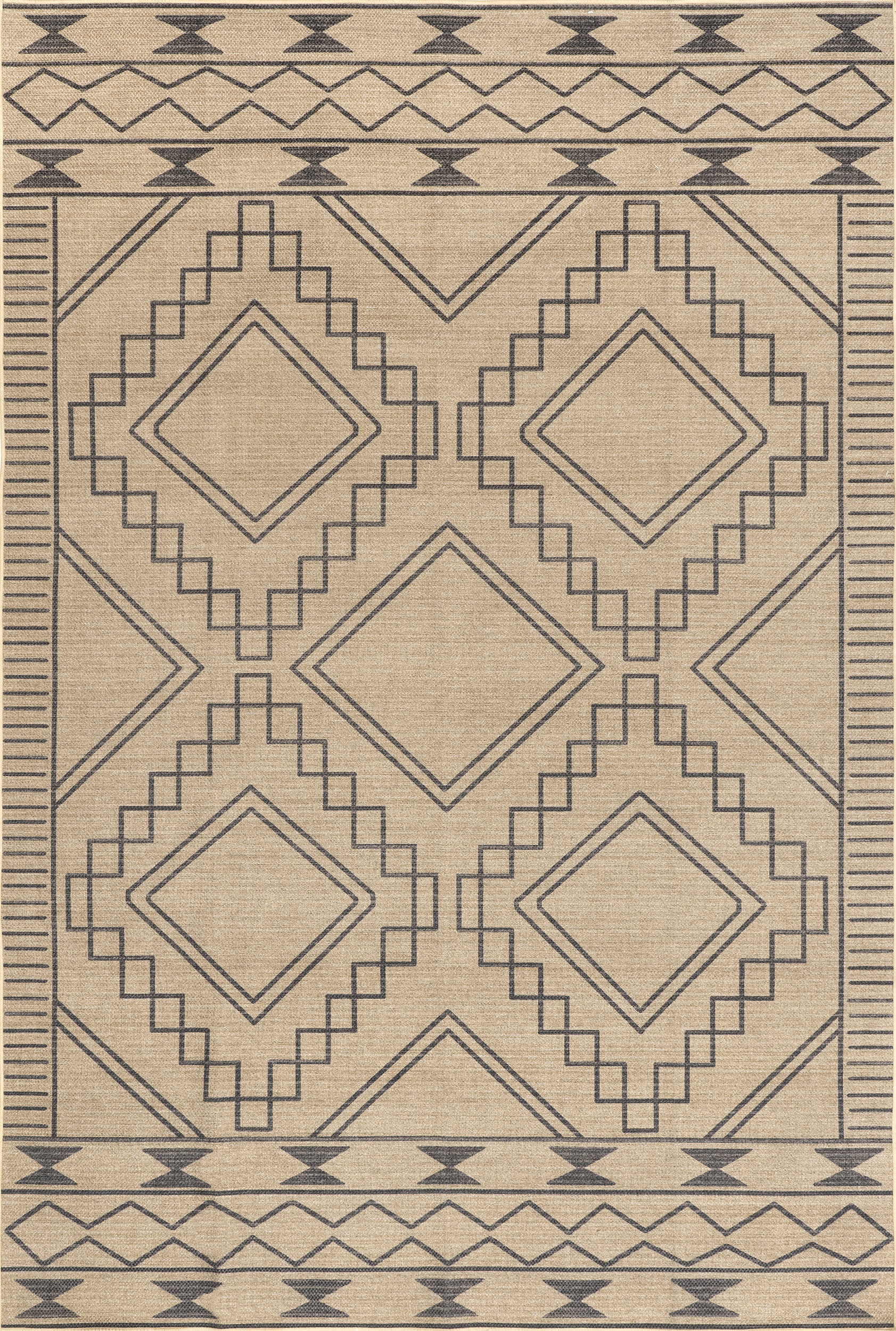 Caitlin Easy Jute Washable Symbols Rug - Natural Fiber Bohemian Decor for Living Room, Bedroom & Nursery | Eco-Friendly Home Accent