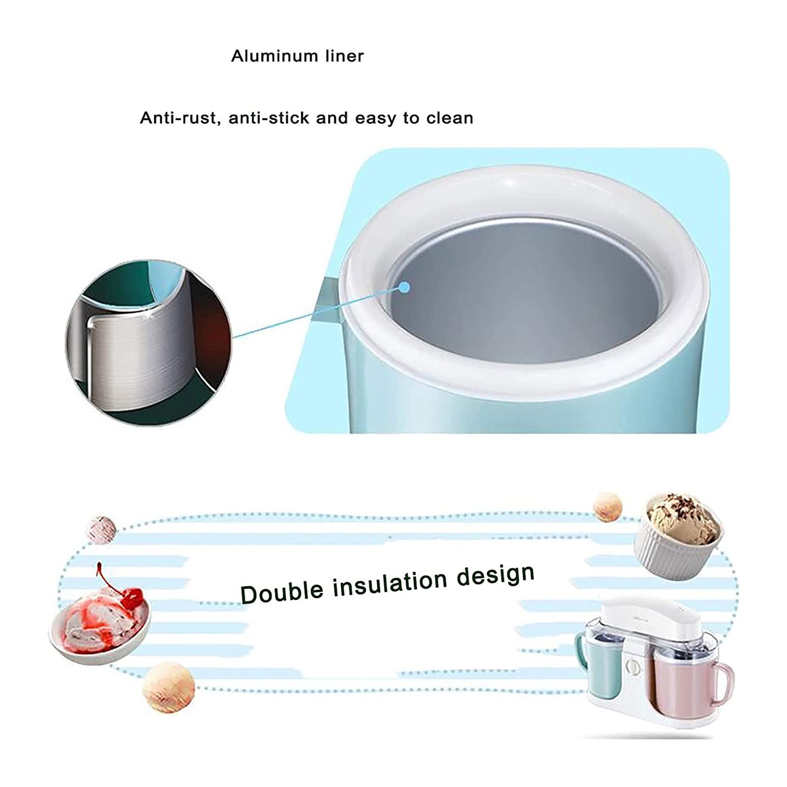 Quiet 1L Automatic Soft Serve Ice Cream Maker - Low Noise, Energy Efficient, Lightweight Design for Kids Desserts, Frozen Fruit Treats & Sorbet | Perfect for Birthday Parties, Summer Treats & Family Gatherings | Easy to Clean & Store