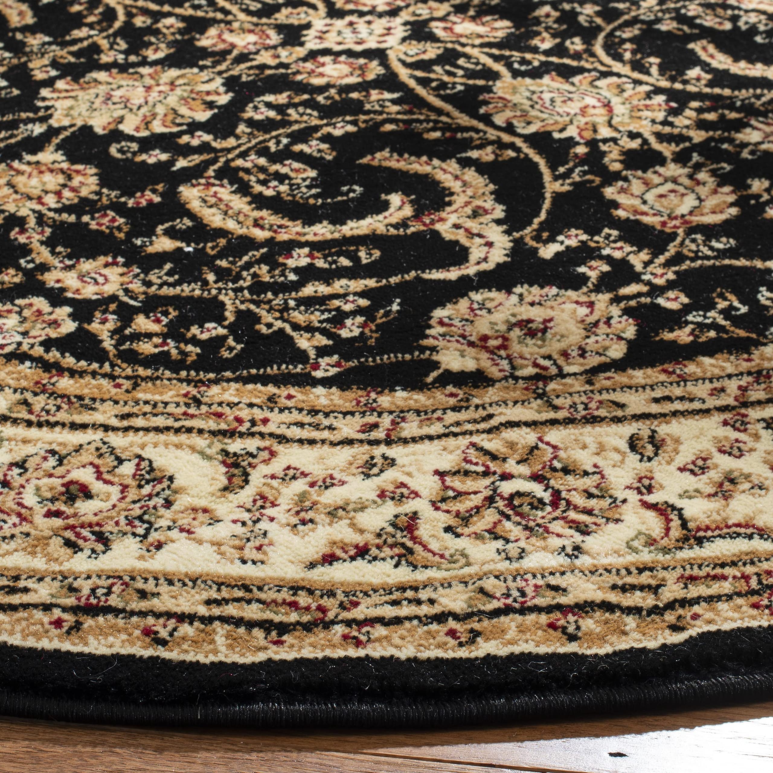 SAFAVIEH Lyndhurst Collection 8' Round Black/Ivory Oriental Rug LNH219A - Non-Shedding Traditional Area Rug for Dining Room, Living Room, Bedroom & Entryway | Perfect for Home Decor, Foyer Floor Covering & Cozy Interior Design