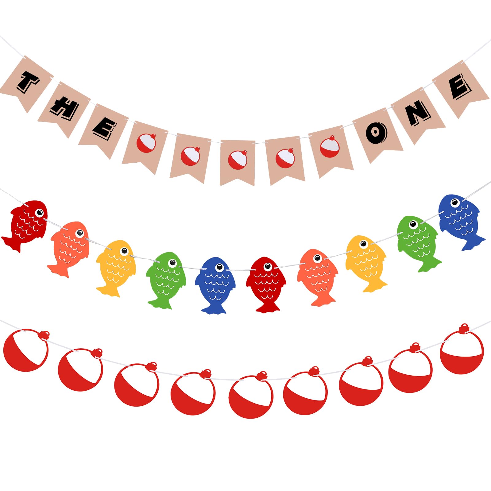 Laumoi 3-Piece Fishing Birthday Banner Set - Gone Fishing Party Decorations for First Birthday & Fishing Theme Parties | Perfect for Indoor & Outdoor Birthday Celebrations, Baby Showers & Angler-Themed Events